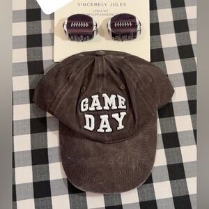 Sincerely Jules Black Game Day Cap and Football Hair Clips